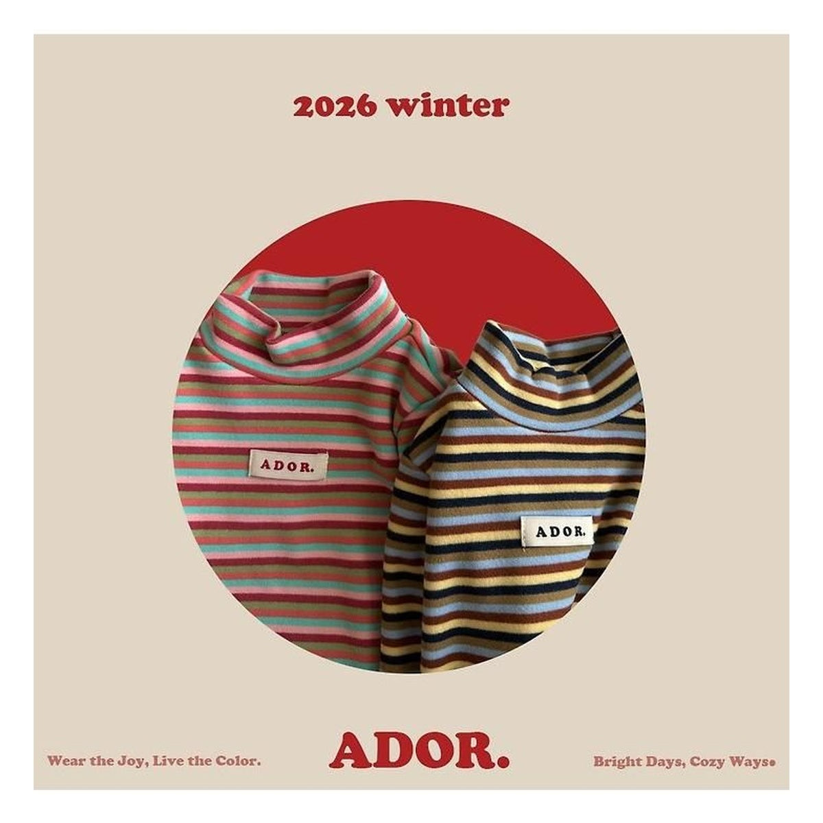 ADOR. ボーダーハーフタートルネック