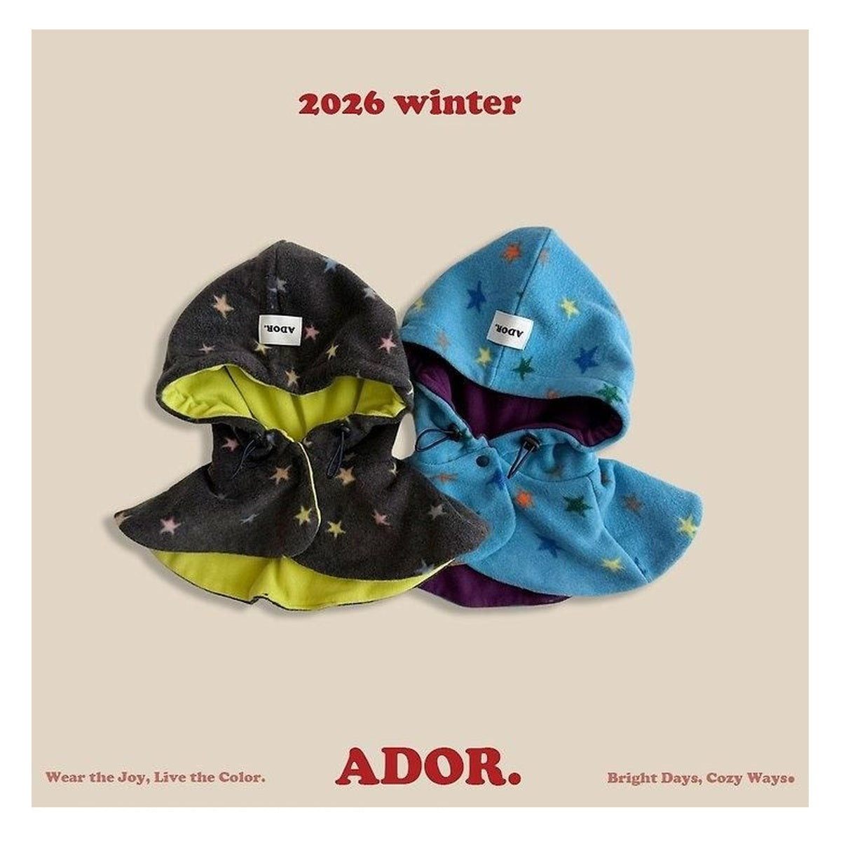 ADOR. リバーシブルスターフーディーポンチョ FREE