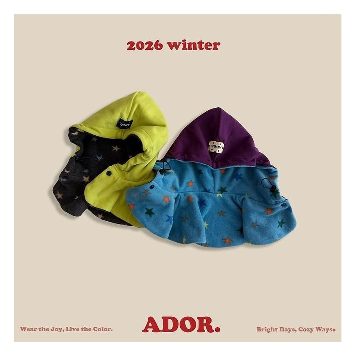 ADOR. リバーシブルスターフーディーポンチョ FREE