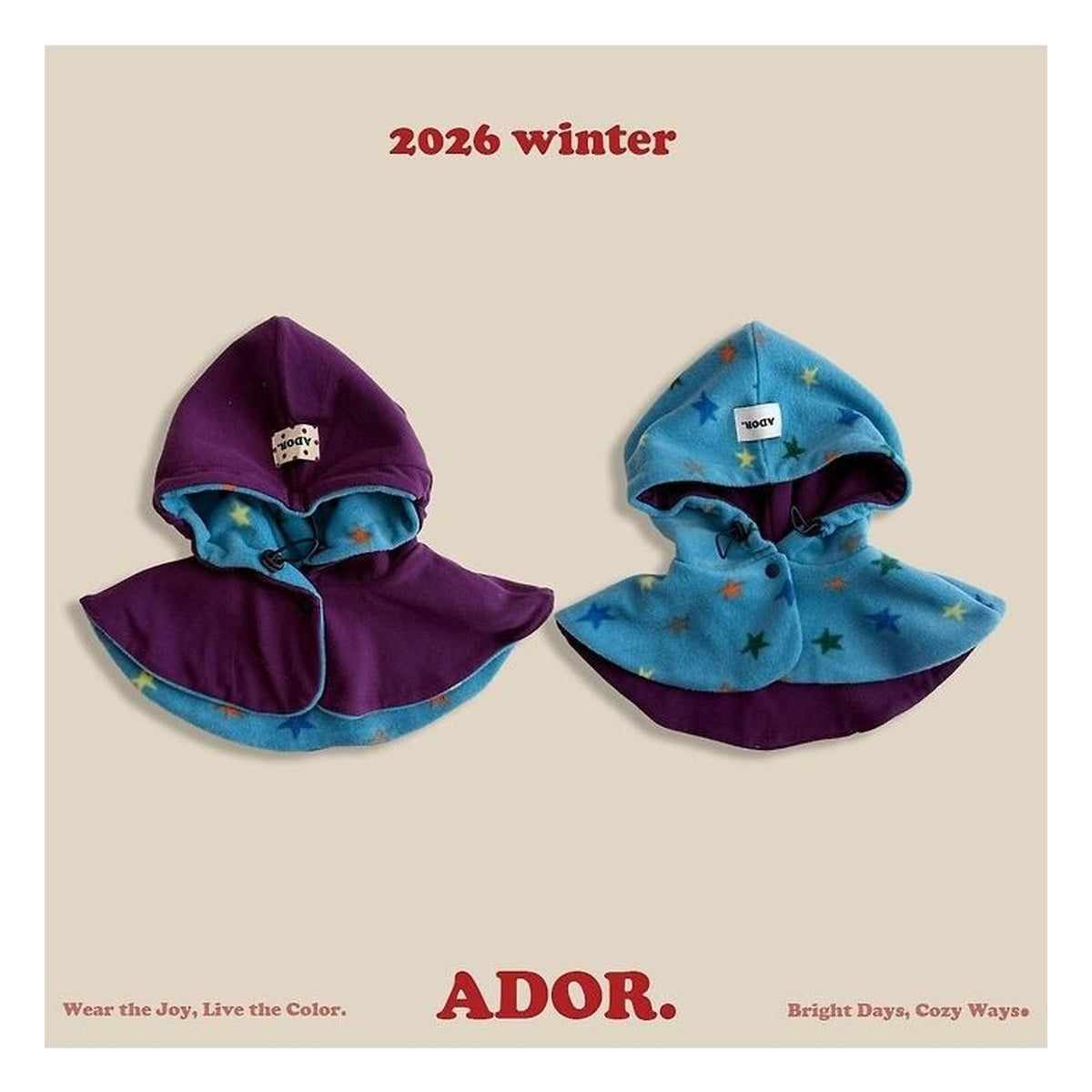 ADOR. リバーシブルスターフーディーポンチョ FREE