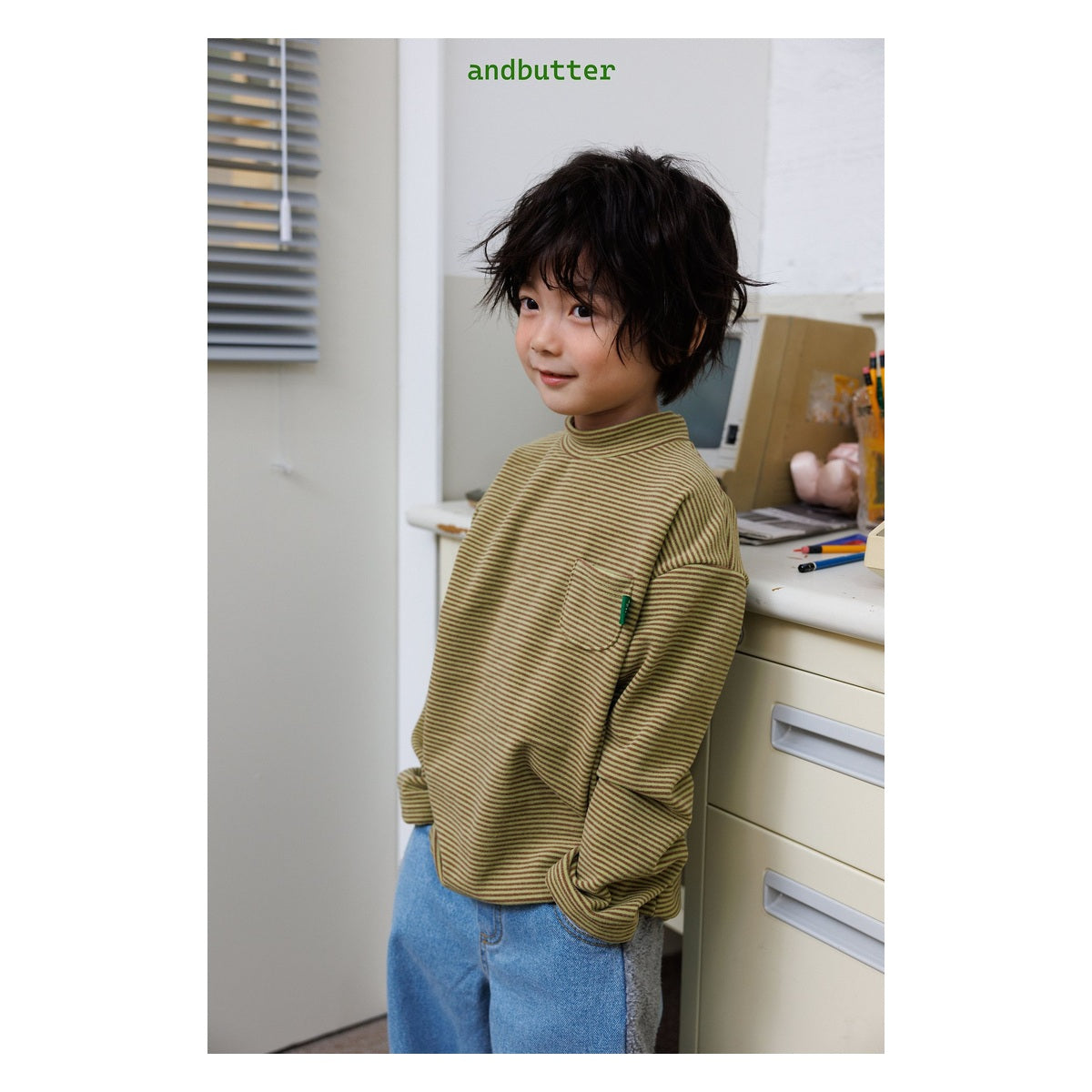 and butter ミニポケットモックネック