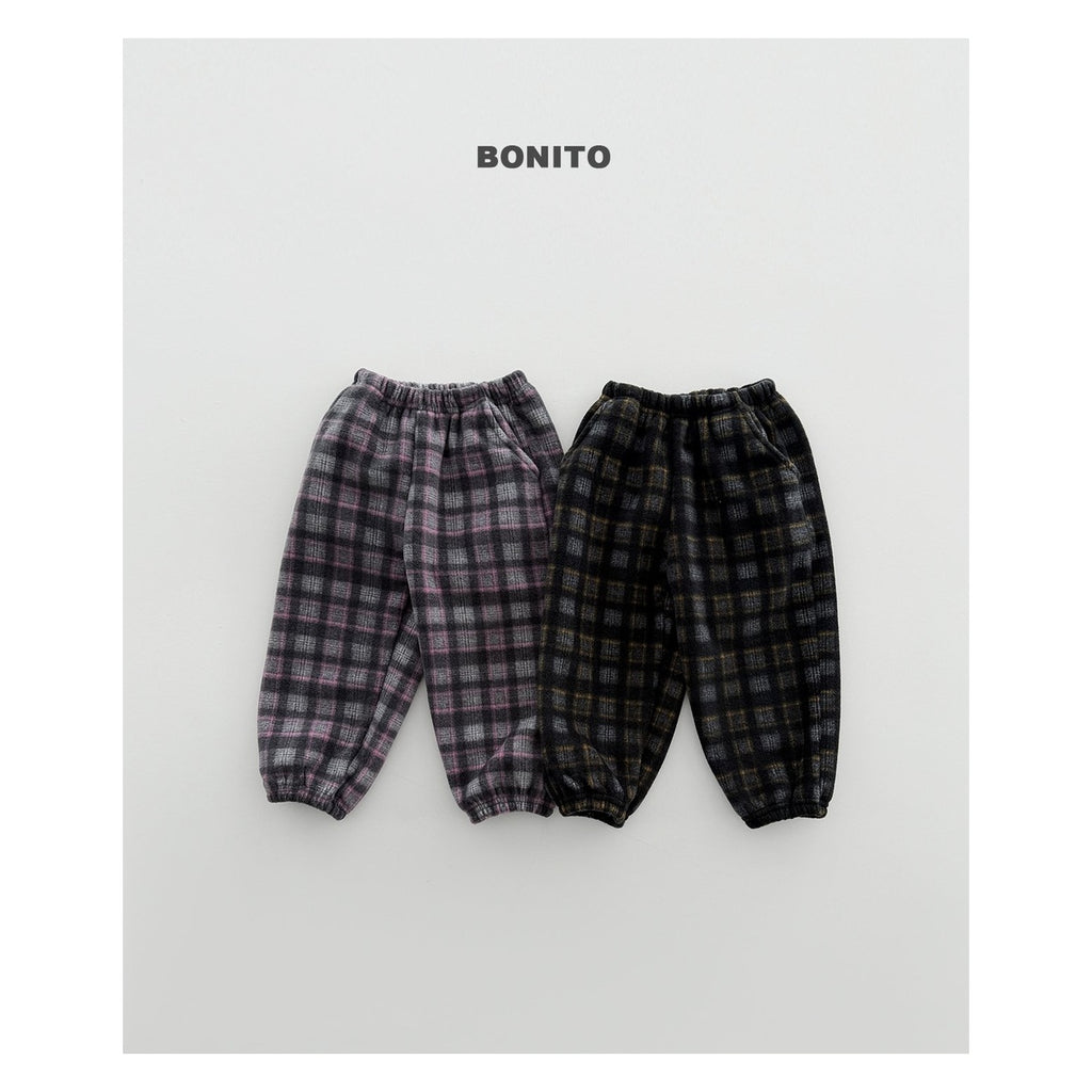 Bonito チェック柄フリースジョガーパンツ