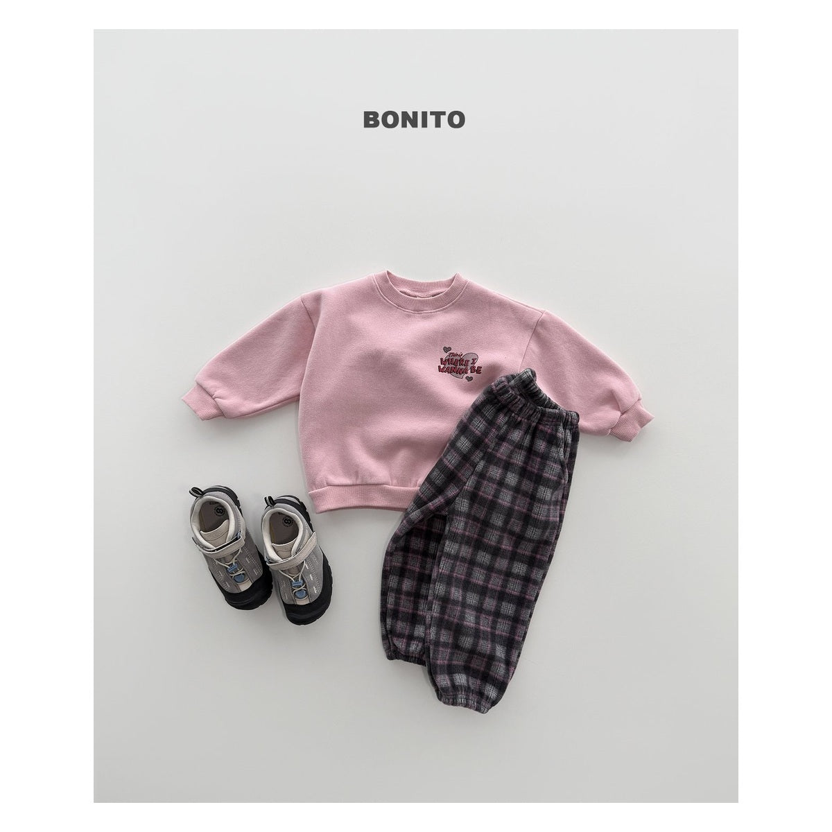 Bonito チェック柄フリースジョガーパンツ