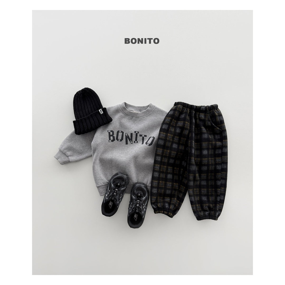 Bonito チェック柄フリースジョガーパンツ