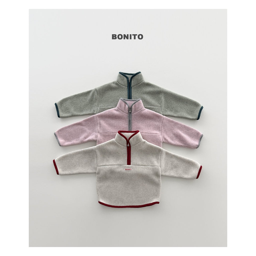 Bonito 綿菓子配色ハーフジップトップス