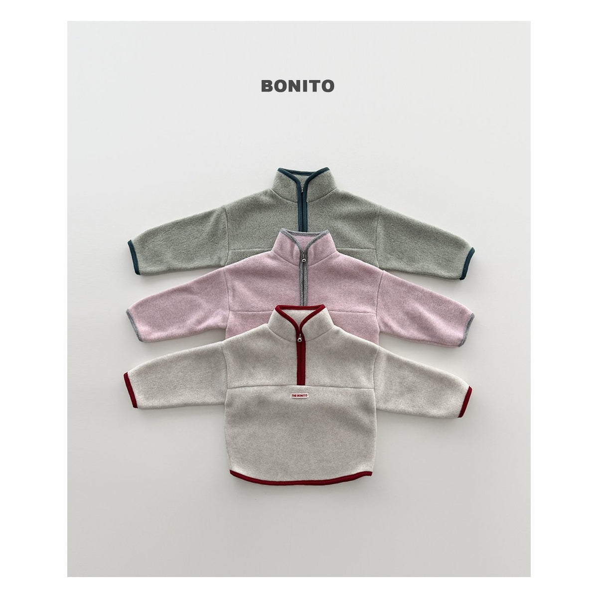 Bonito 綿菓子配色ハーフジップトップス
