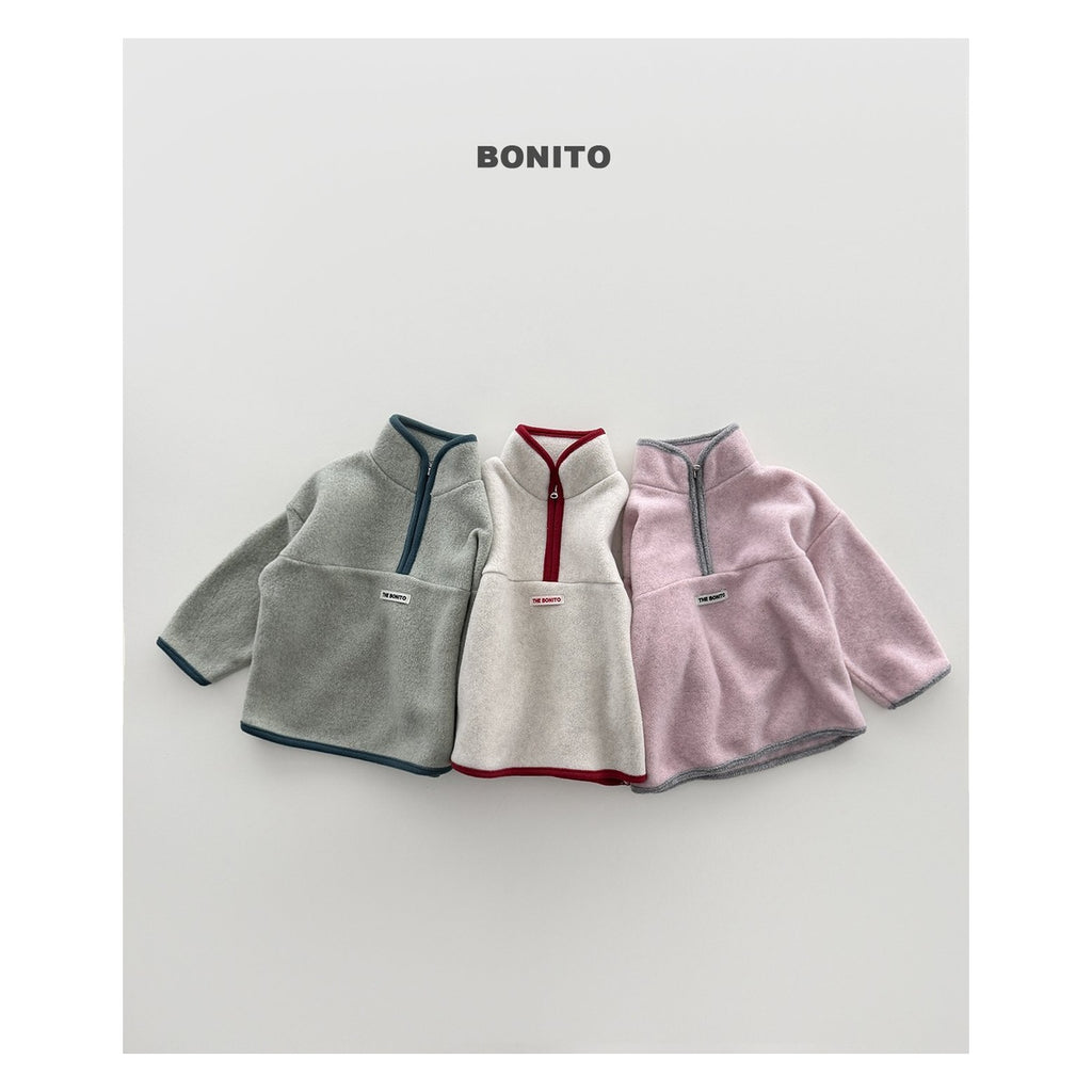 Bonito 綿菓子配色ハーフジップトップス