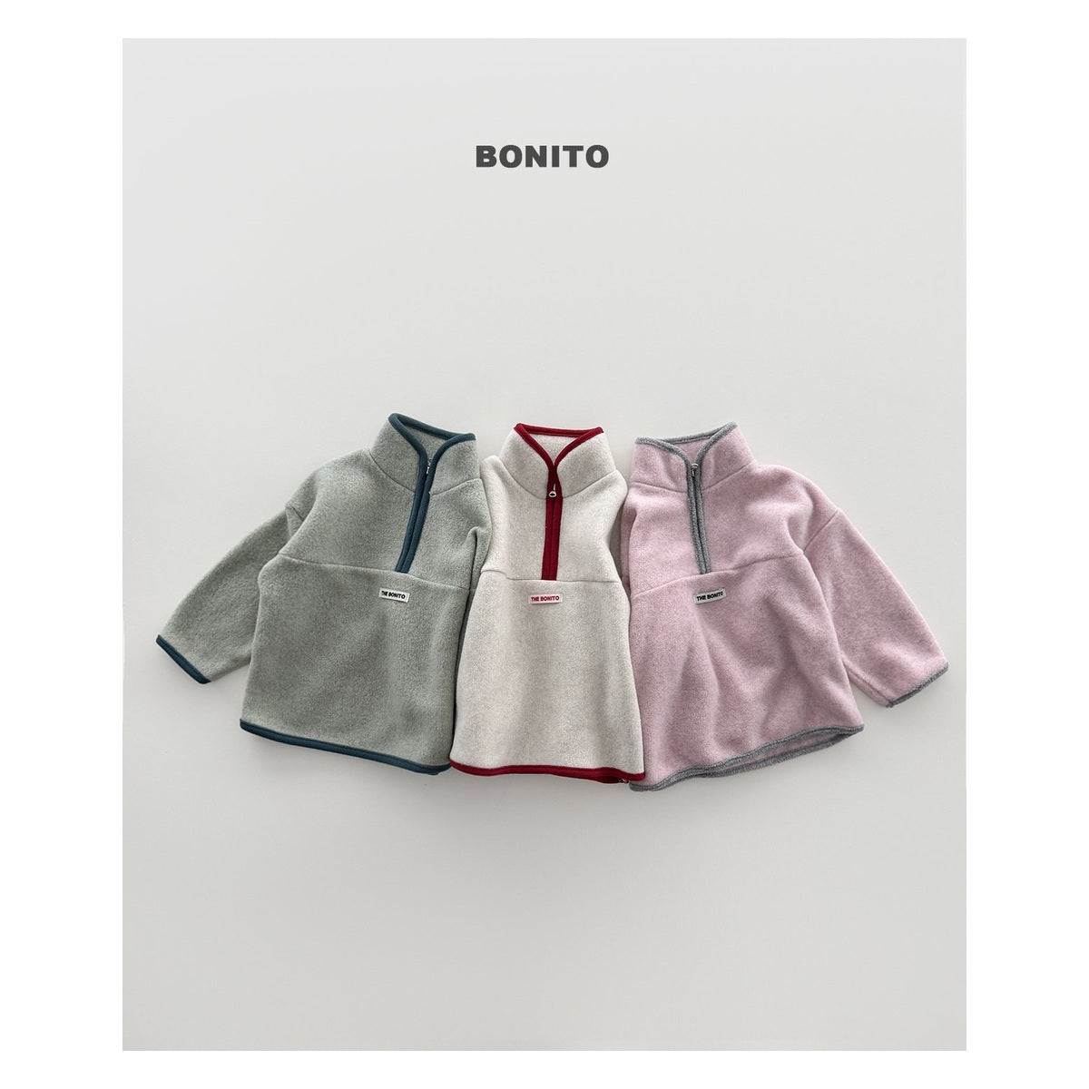 Bonito 綿菓子配色ハーフジップトップス