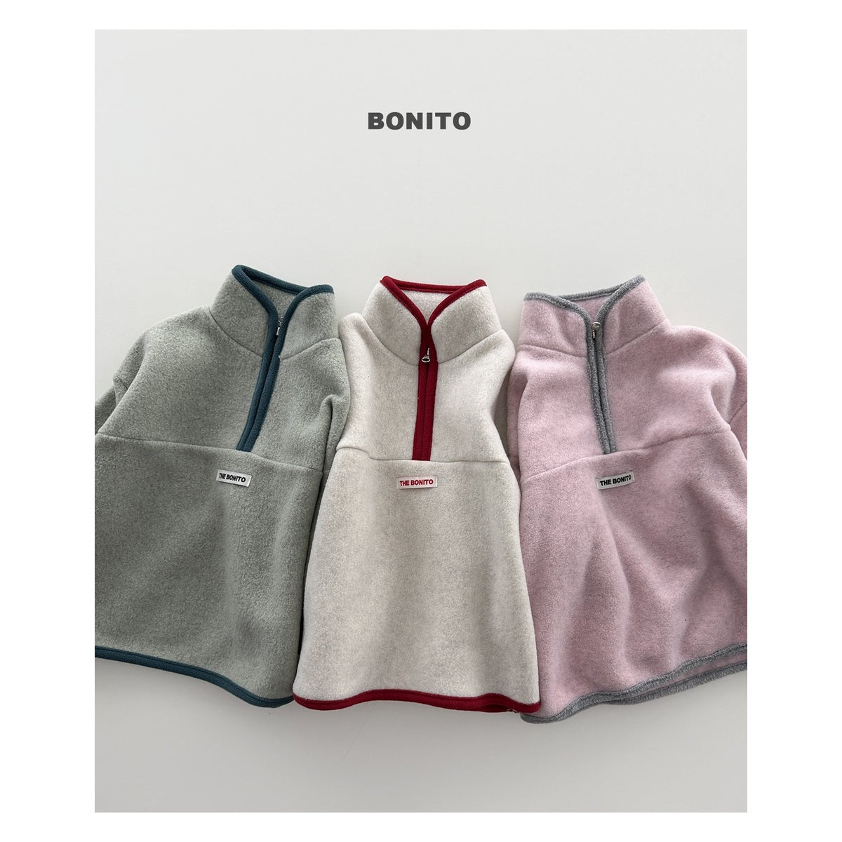 Bonito 綿菓子配色ハーフジップトップス
