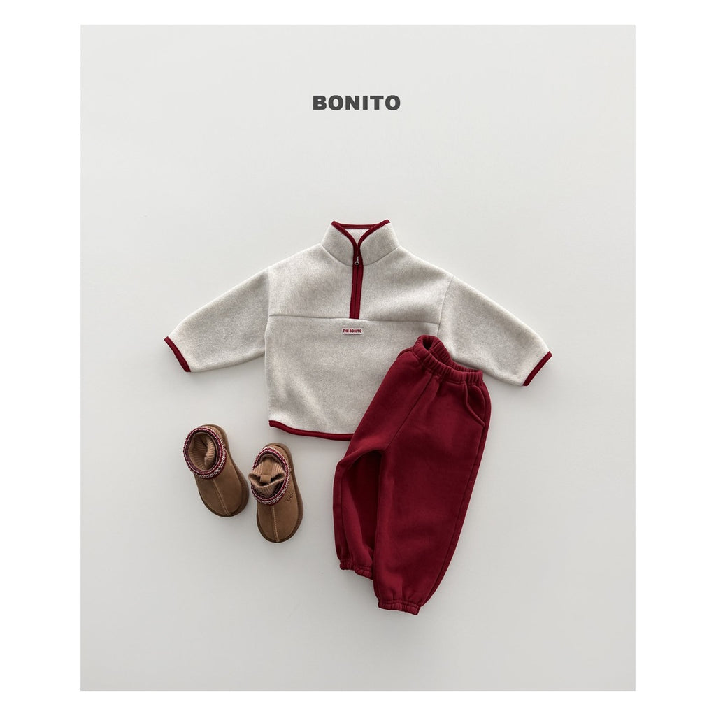 Bonito 綿菓子配色ハーフジップトップス