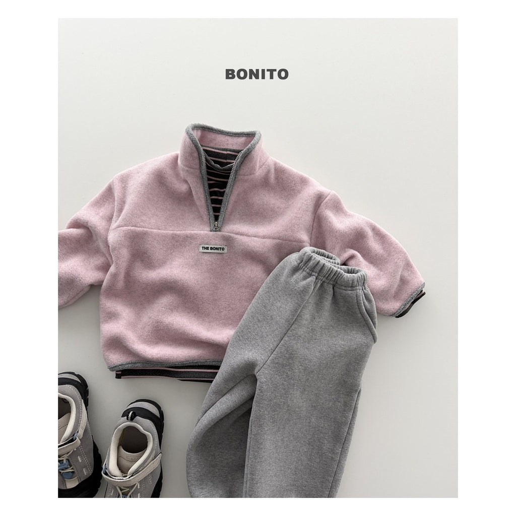 Bonito 綿菓子配色ハーフジップトップス