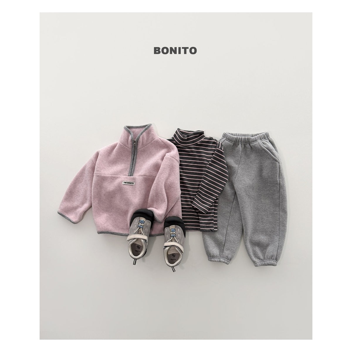 Bonito 綿菓子配色ハーフジップトップス