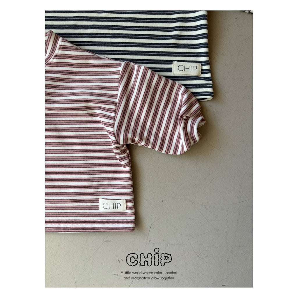 CHIP ふわふわ段柄Tシャツ