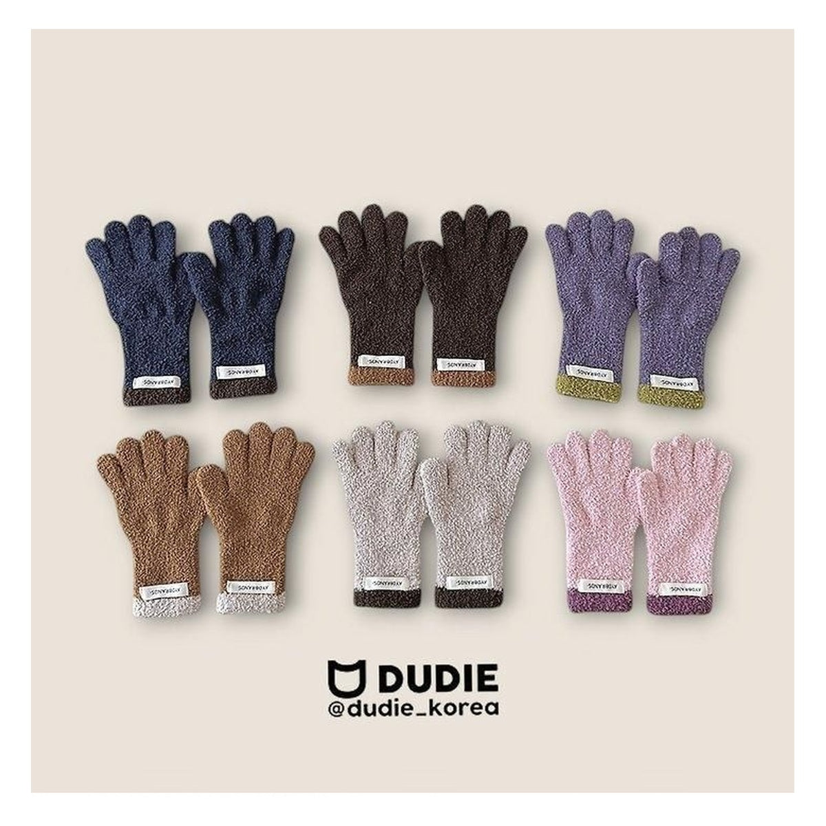 DUDIE ブロックニット手袋 FREE