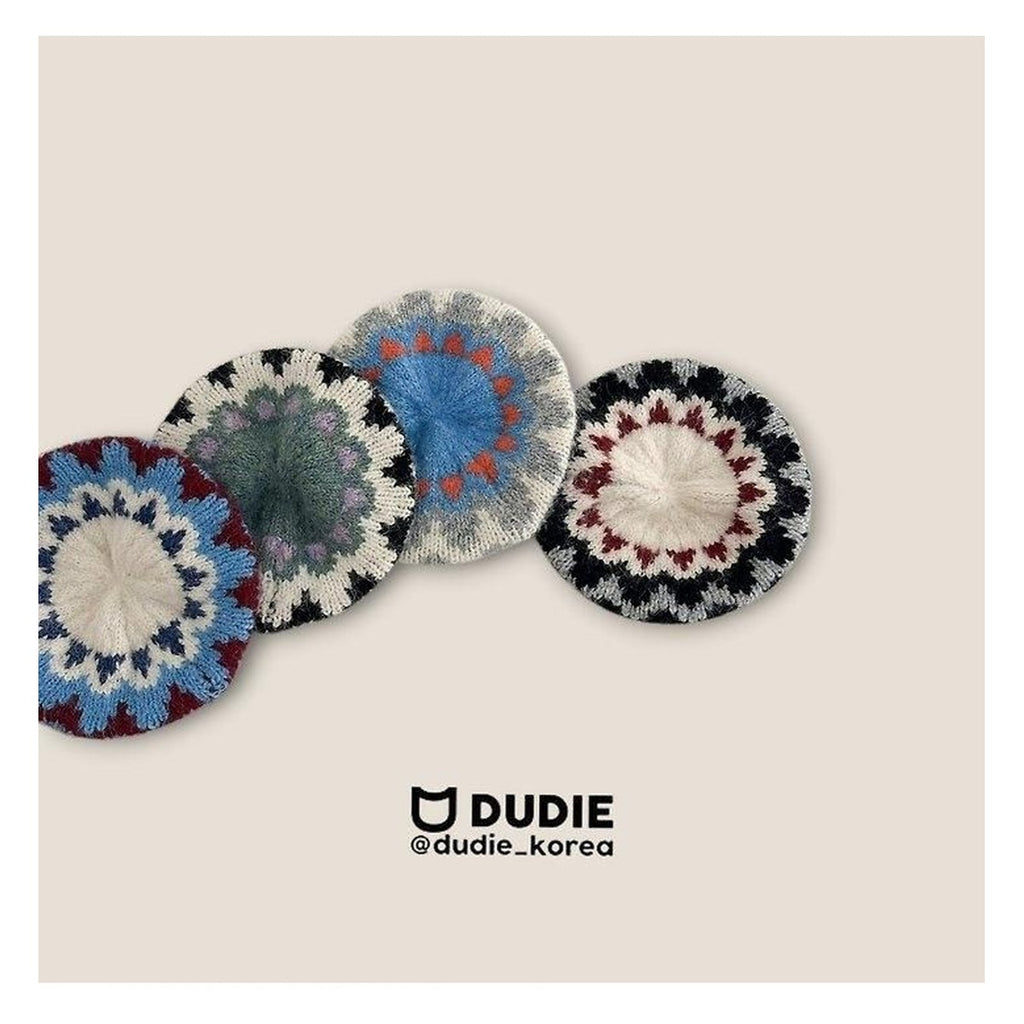 DUDIE ジャカードニットベレー帽 FREE(50-54cm)