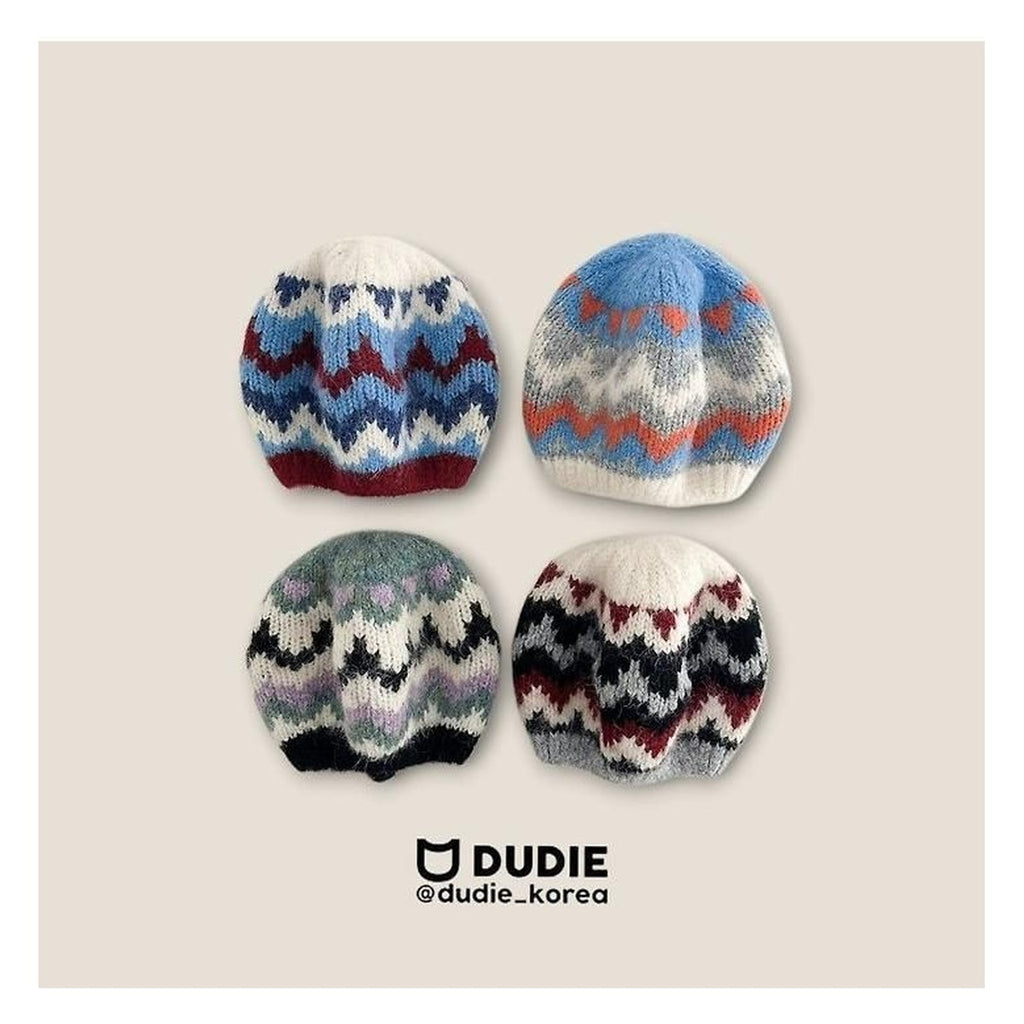 DUDIE ジャカードニットベレー帽 FREE(50-54cm)
