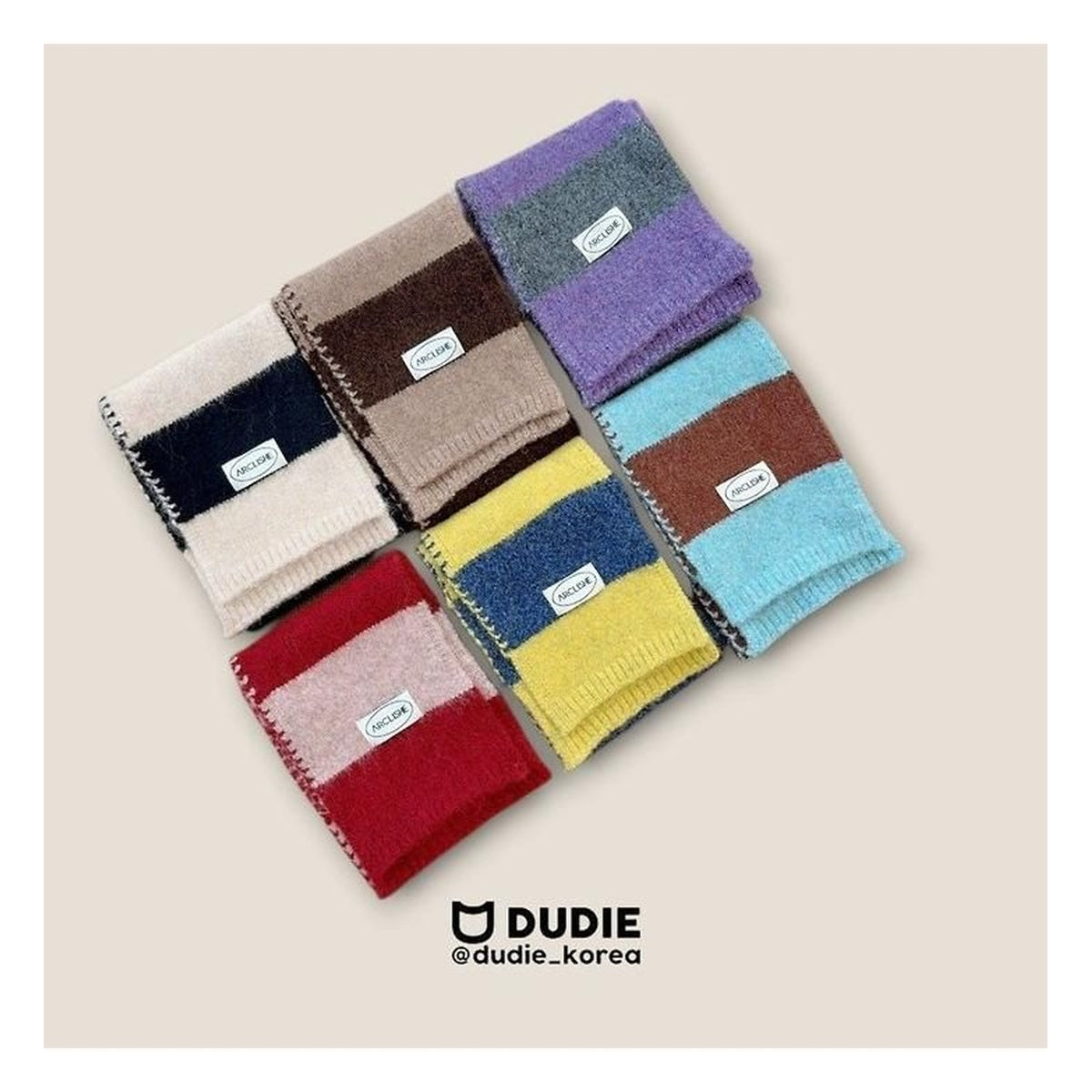 DUDIE カラーストライプマフラー FREE