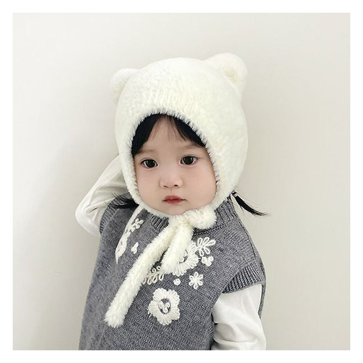 DUDIE しっぽ付きニット帽子 FREE(46-50cm)