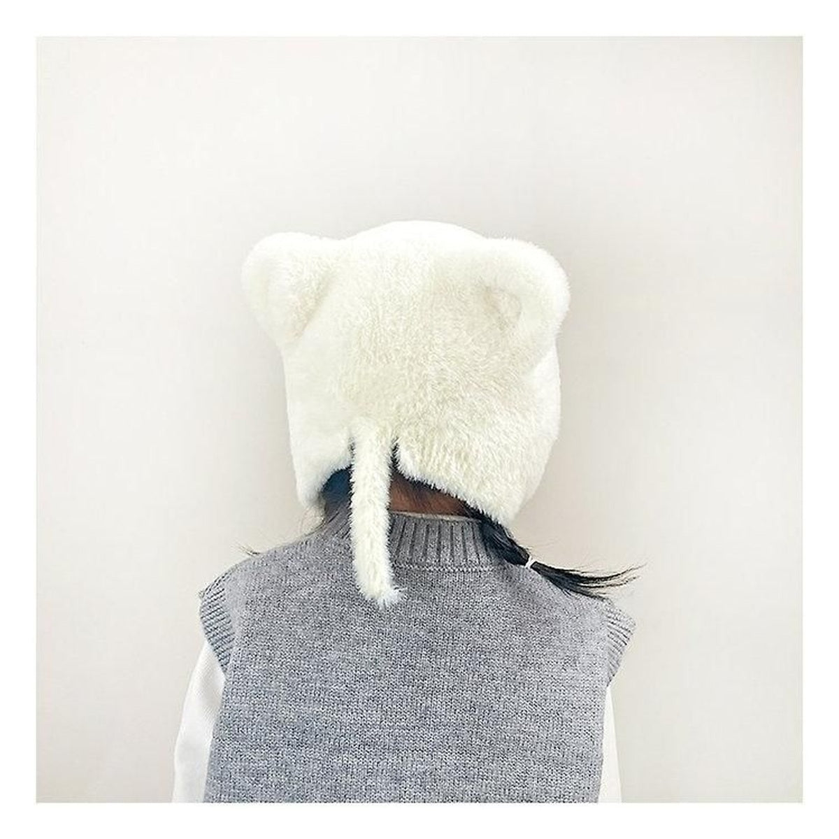 DUDIE しっぽ付きニット帽子 FREE(46-50cm)