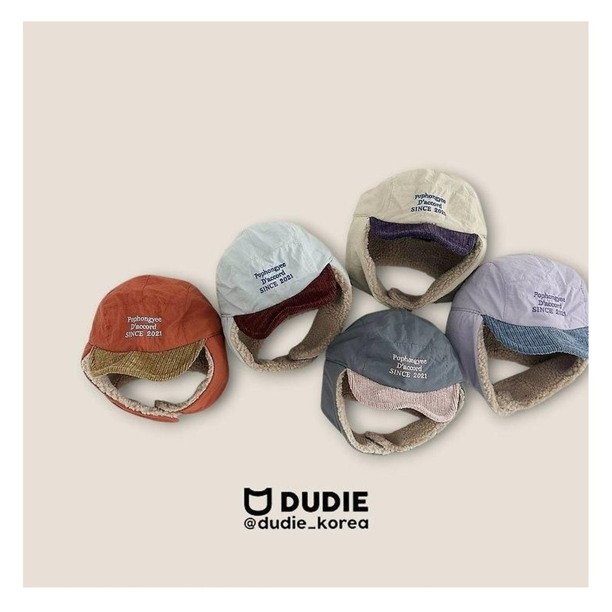 DUDIE ポンポン耳当て帽子 FREE(48-52cm)