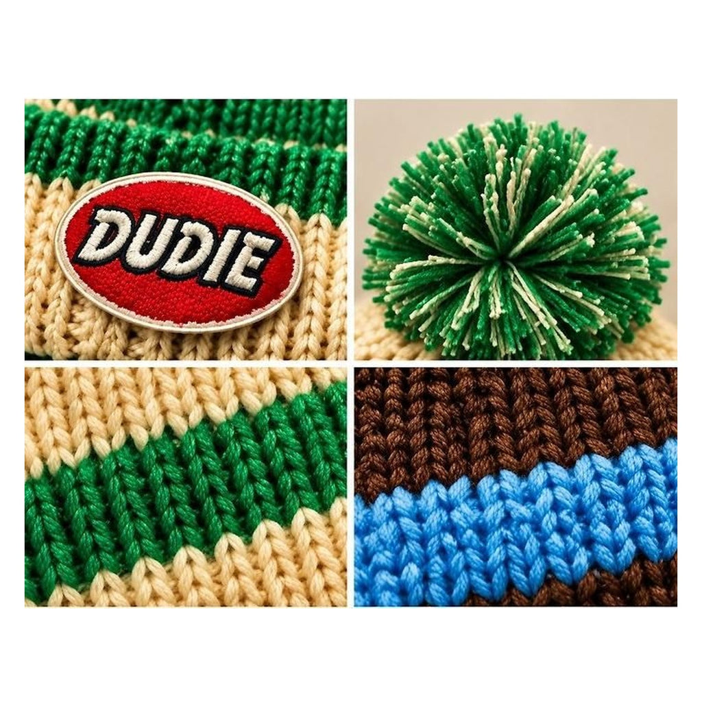 DUDIE ポンポンストライプビーニー FREE(48-54cm)