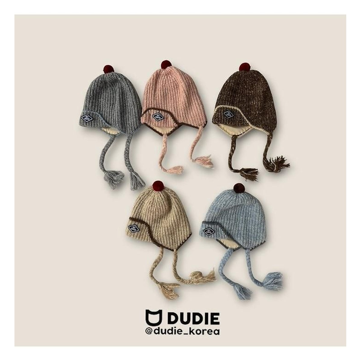 DUDIE ポンポン耳当てビーニー FREE(50-54cm)