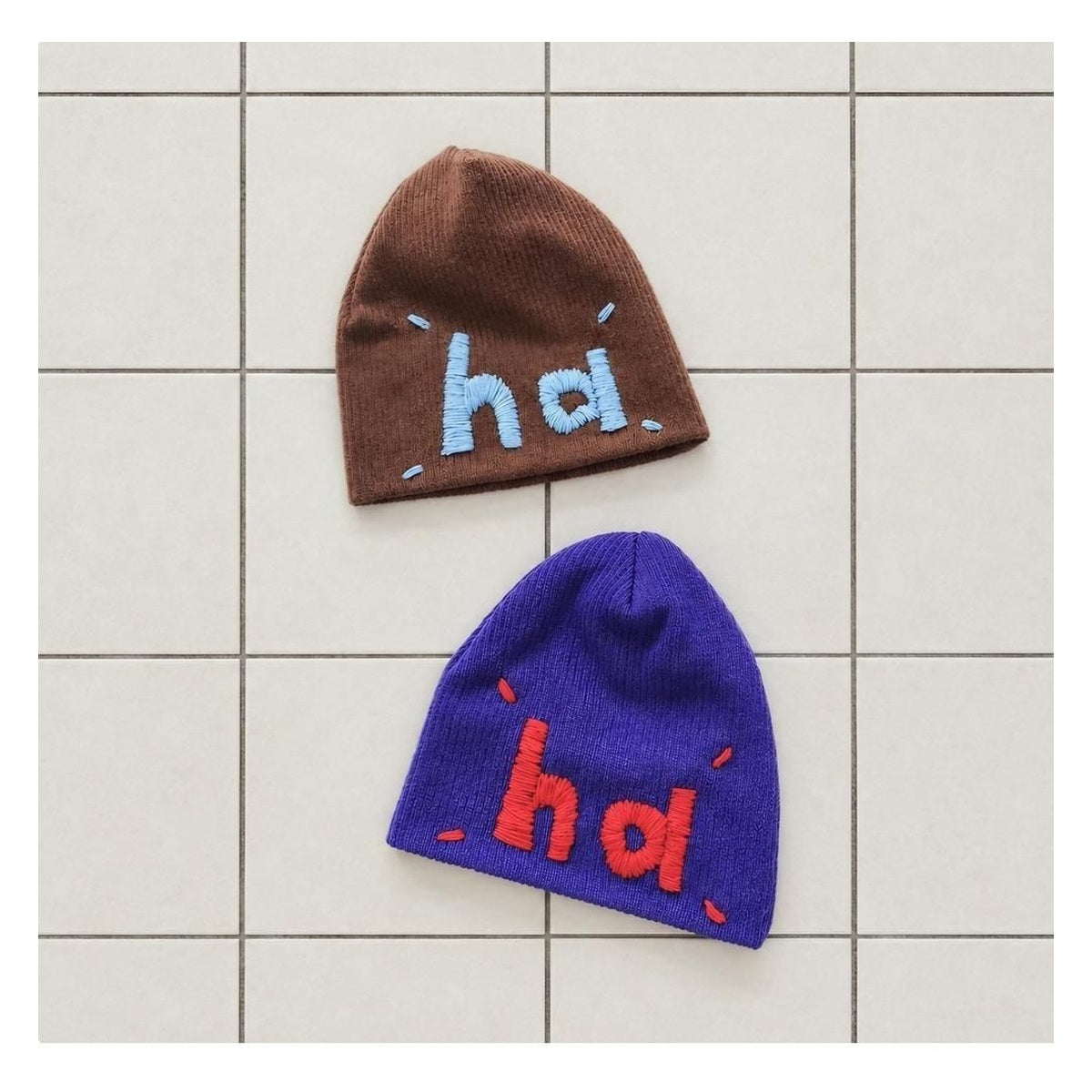 HAHAHA ハンドメイド刺繍ビーニー FREE