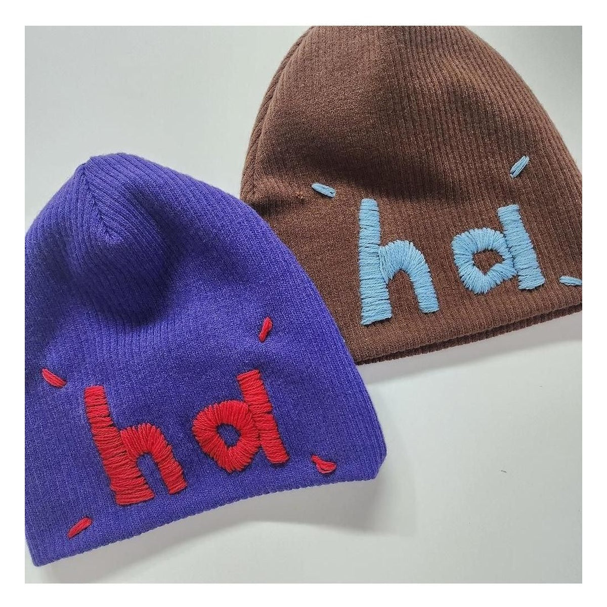 HAHAHA ハンドメイド刺繍ビーニー FREE