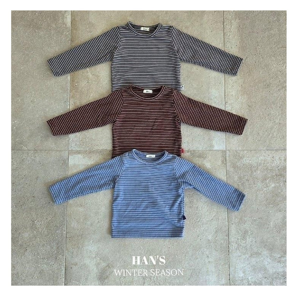 Hans ストライプ裏起毛Tシャツ