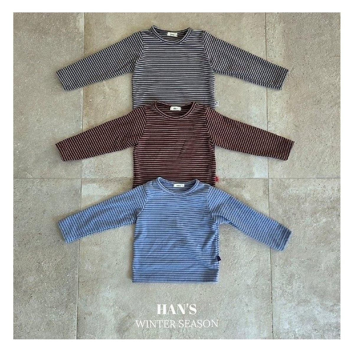 Hans ストライプ裏起毛Tシャツ