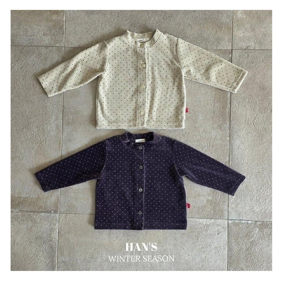 Hans ベルベットドットカーディガン