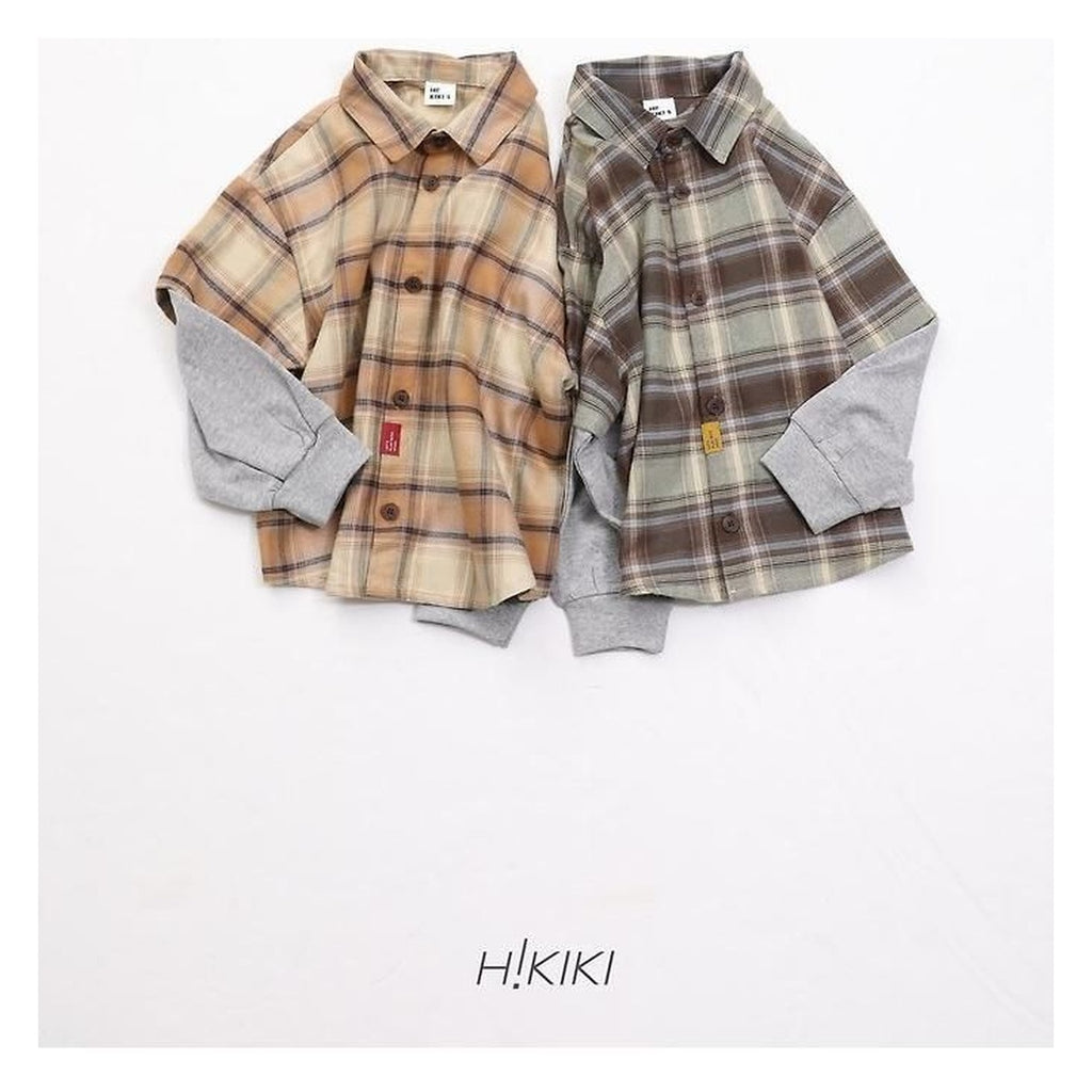 hikiki チェック柄レイヤードシャツ