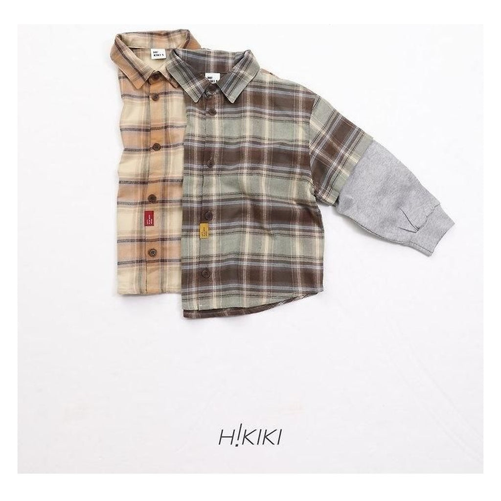 hikiki チェック柄レイヤードシャツ