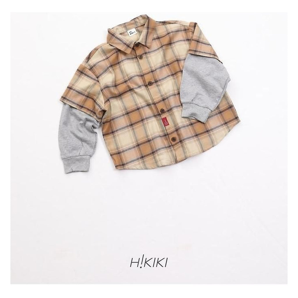 hikiki チェック柄レイヤードシャツ