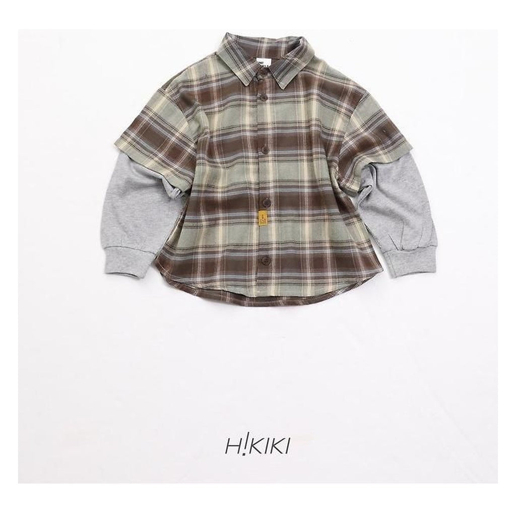 hikiki チェック柄レイヤードシャツ