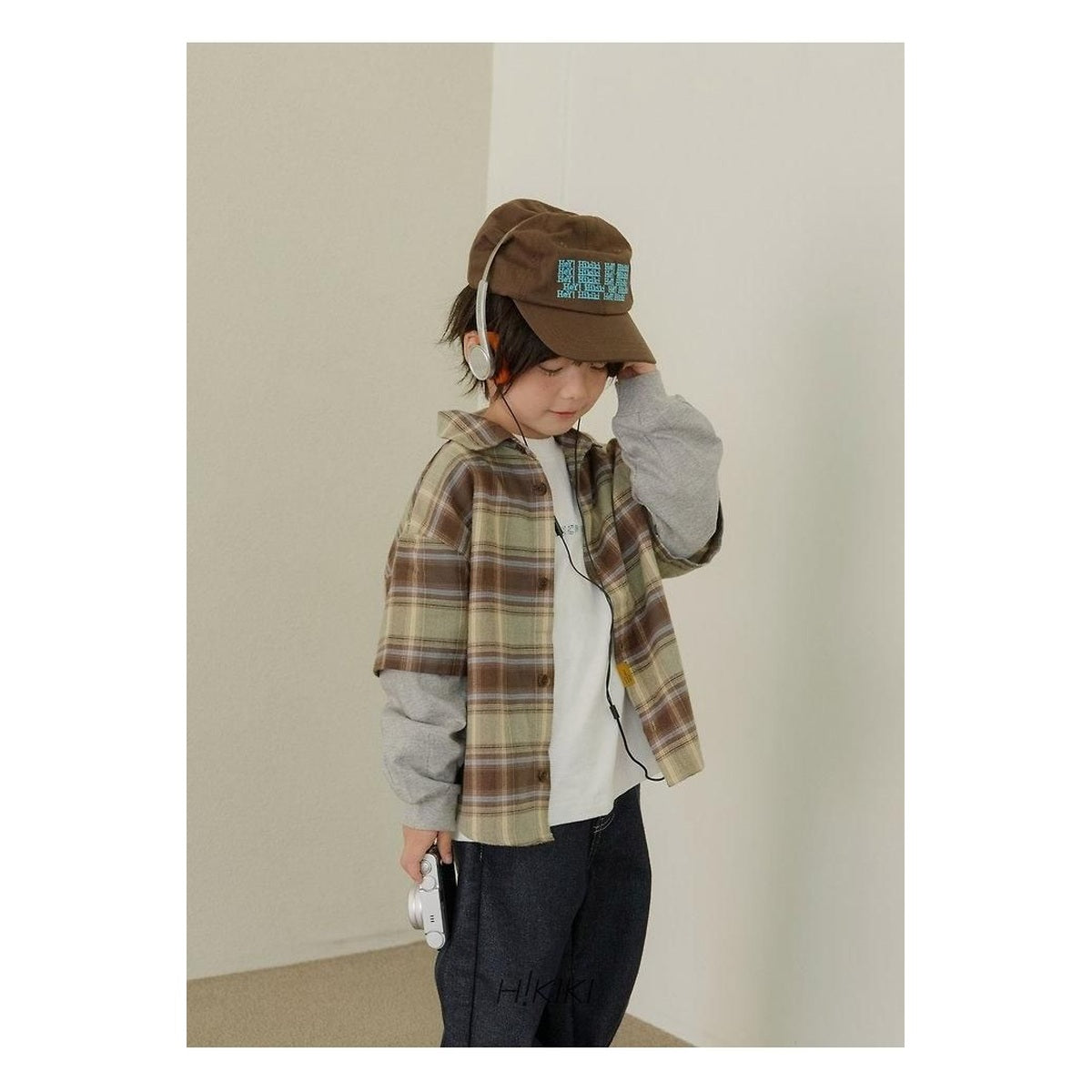 hikiki チェック柄レイヤードシャツ