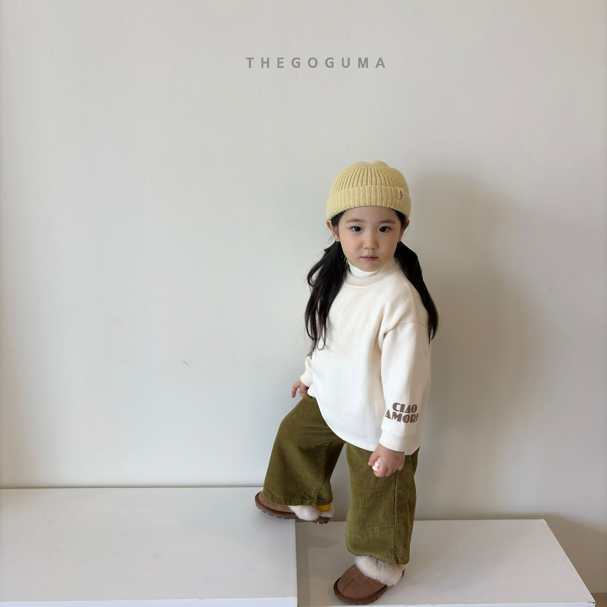 THE GOGUMA カラーコーデュロイ裏起毛パンツ