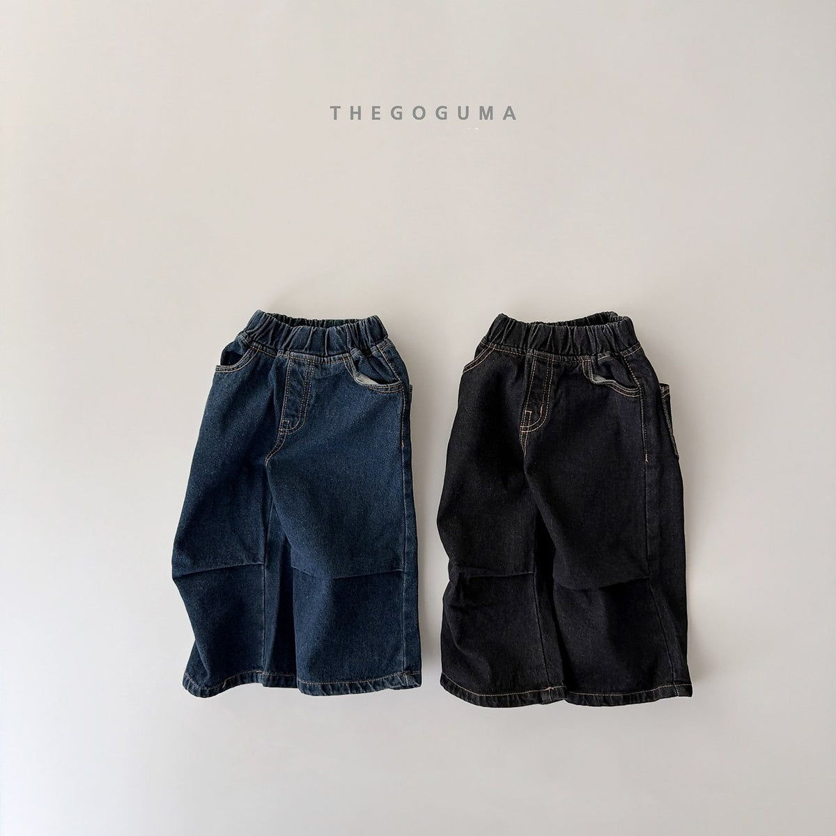 The goguma ポイントタック裏起毛デニムパンツ