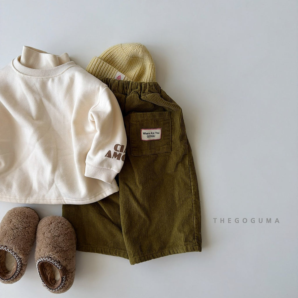 THE GOGUMA カラーコーデュロイ裏起毛パンツ