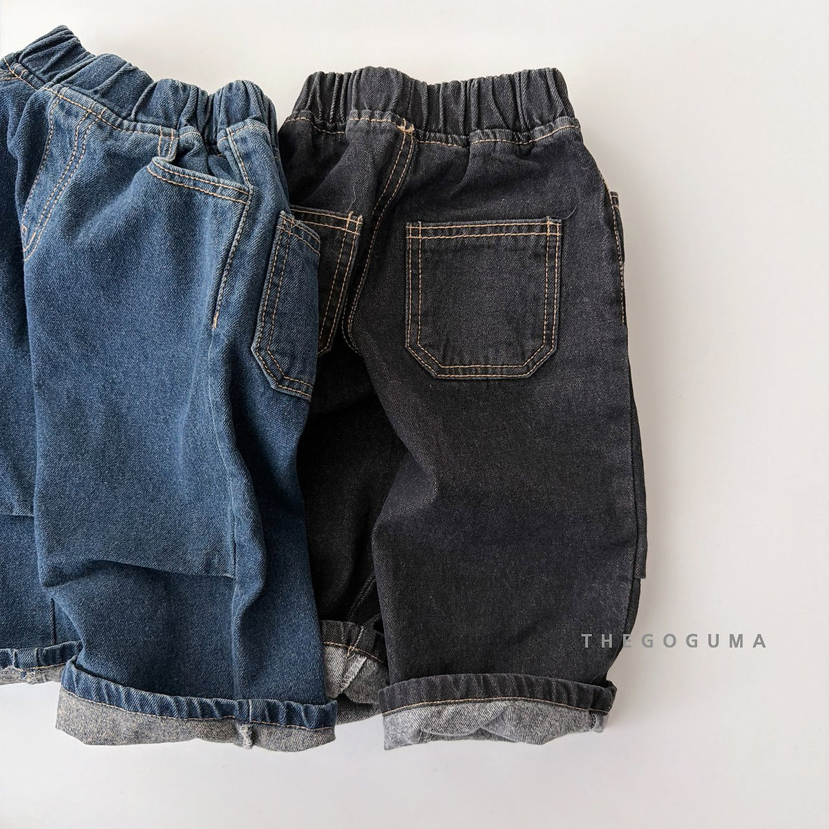 The goguma ポイントタック裏起毛デニムパンツ