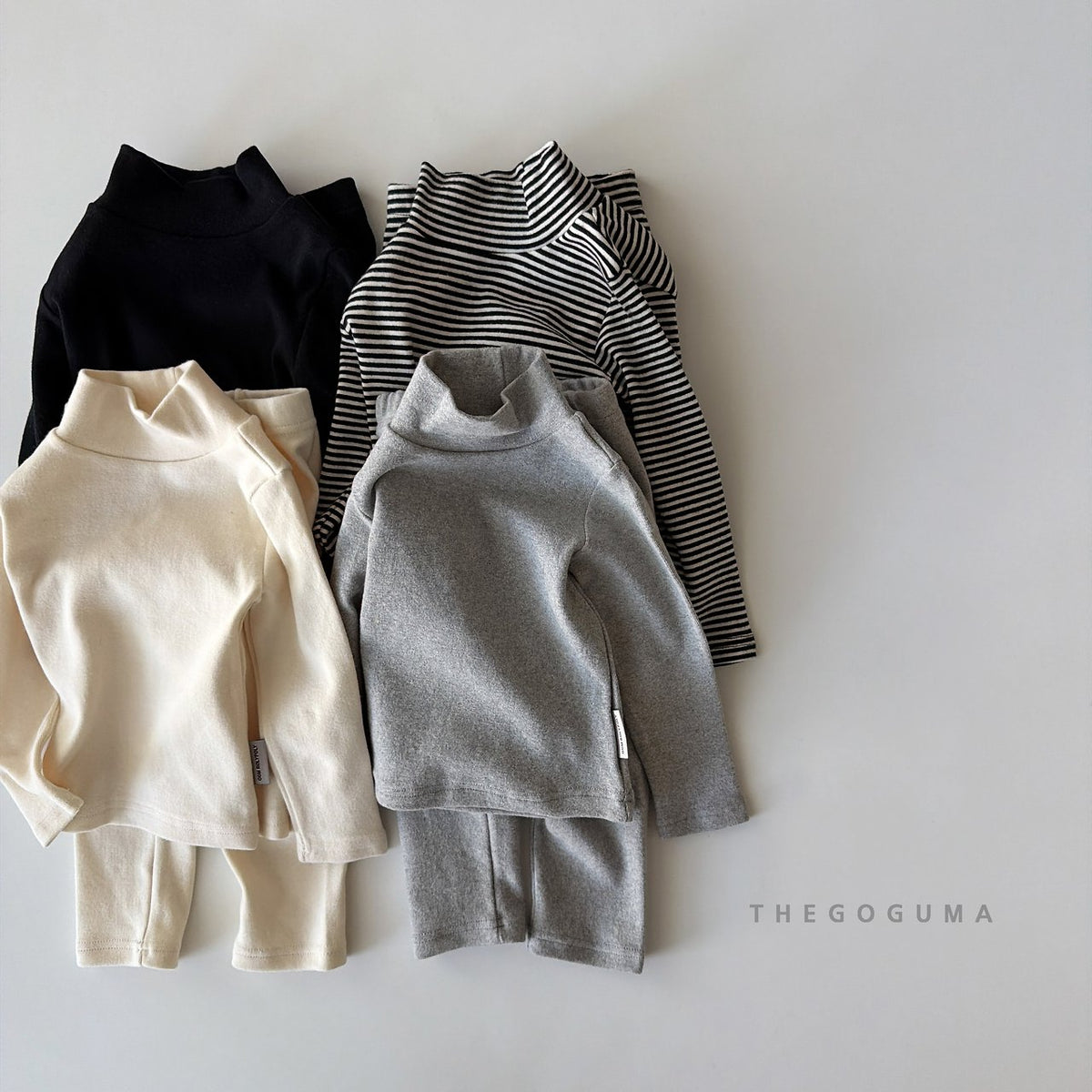 THE GOGUMA ふんわりボーダー&無地タートルネックTシャツ