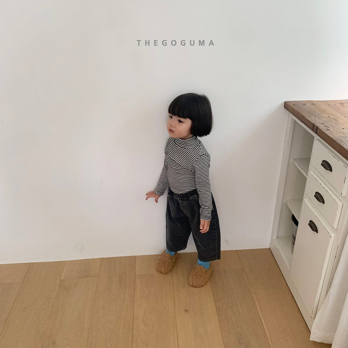 THE GOGUMA ふんわりボーダー&無地タートルネックTシャツ