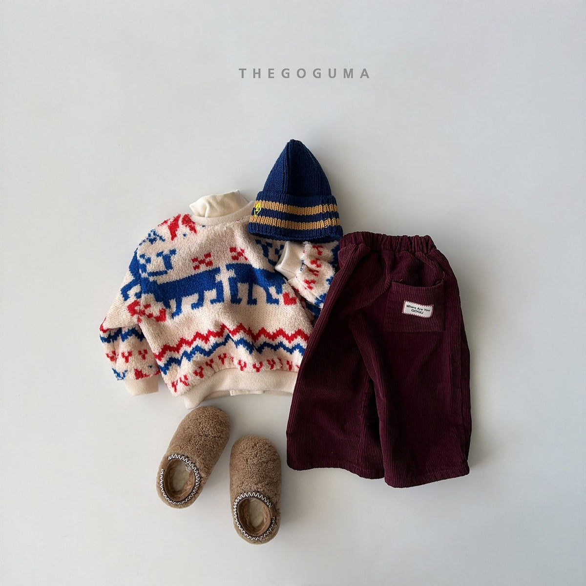 THE GOGUMA カラーコーデュロイ裏起毛パンツ