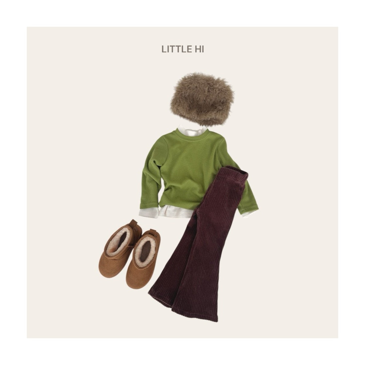 LITTLE HI ベロアブーツカットパンツ