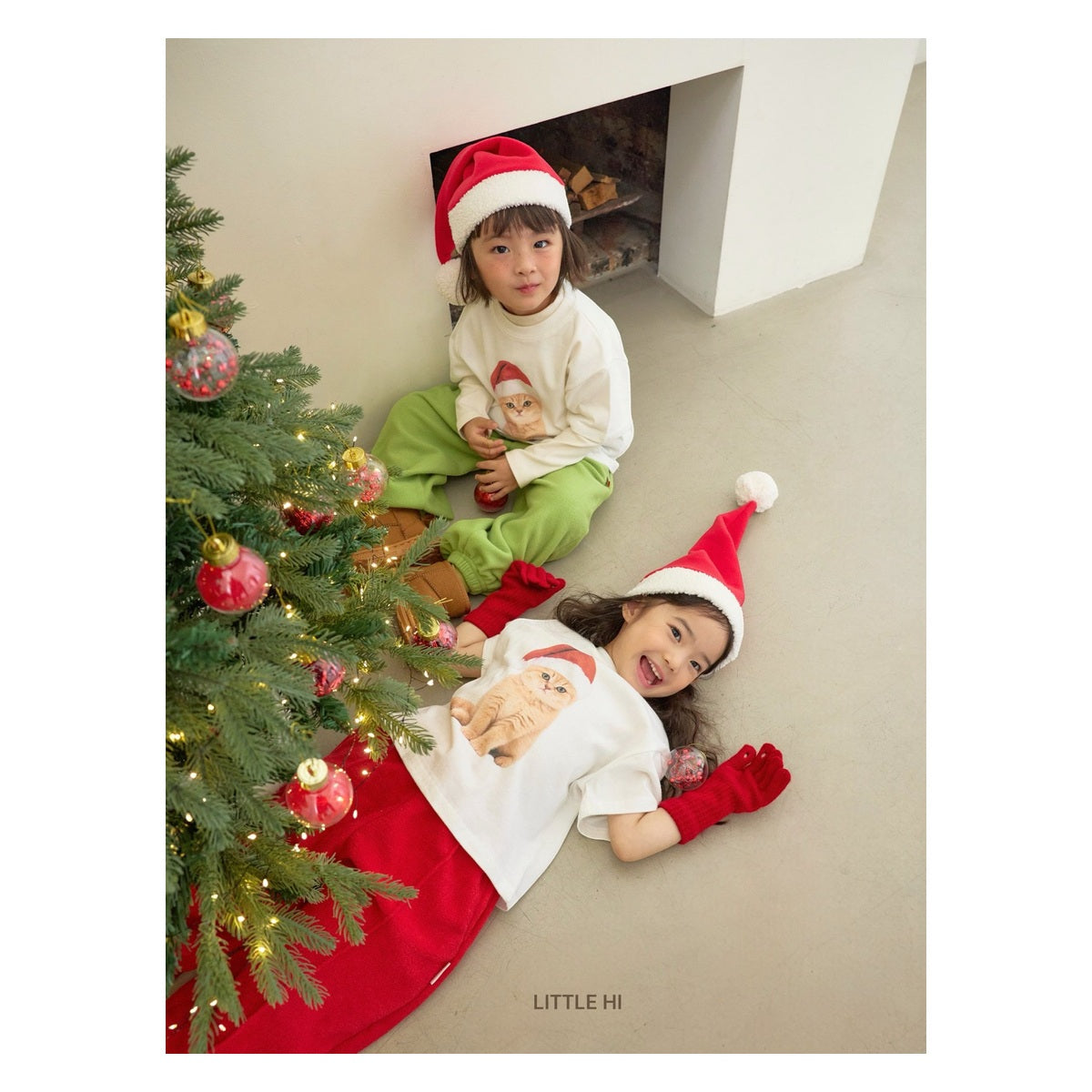 LITTLE HI メリーキャット ピーチTシャツ