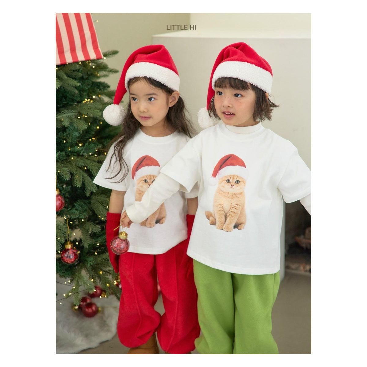 LITTLE HI メリーキャット ピーチTシャツ
