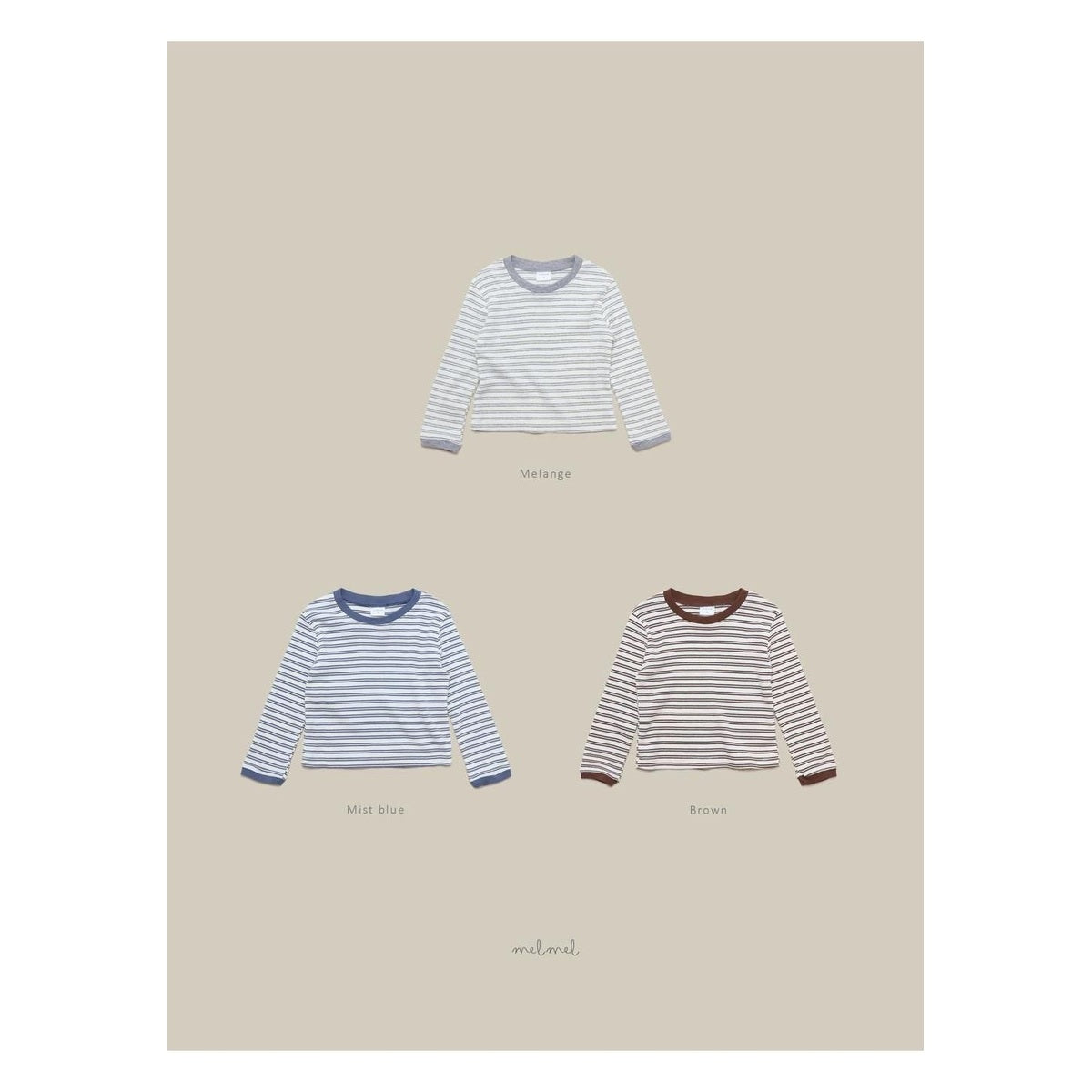 melmel 配色ボーダーTシャツ