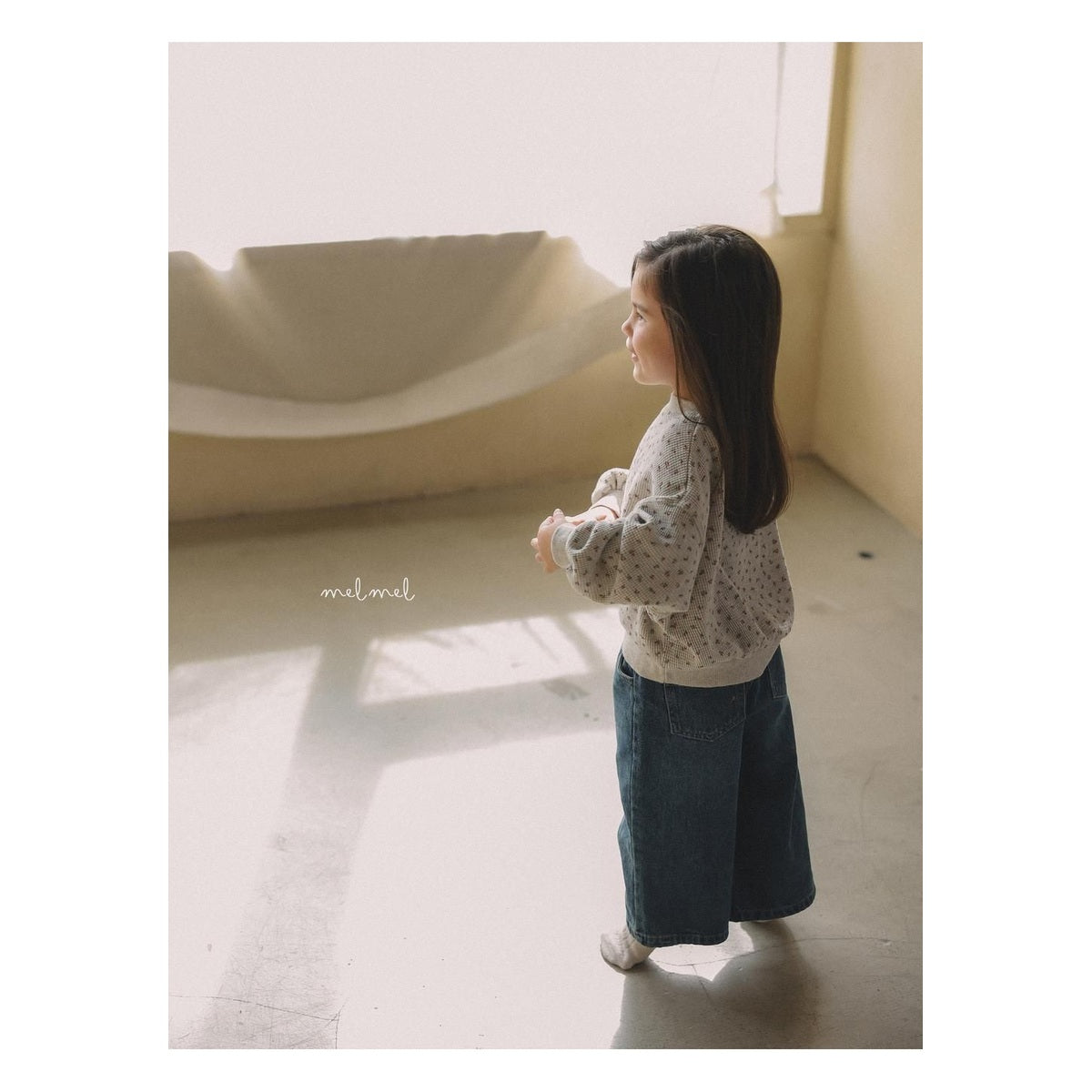 melmel プリントワッフルスウェット