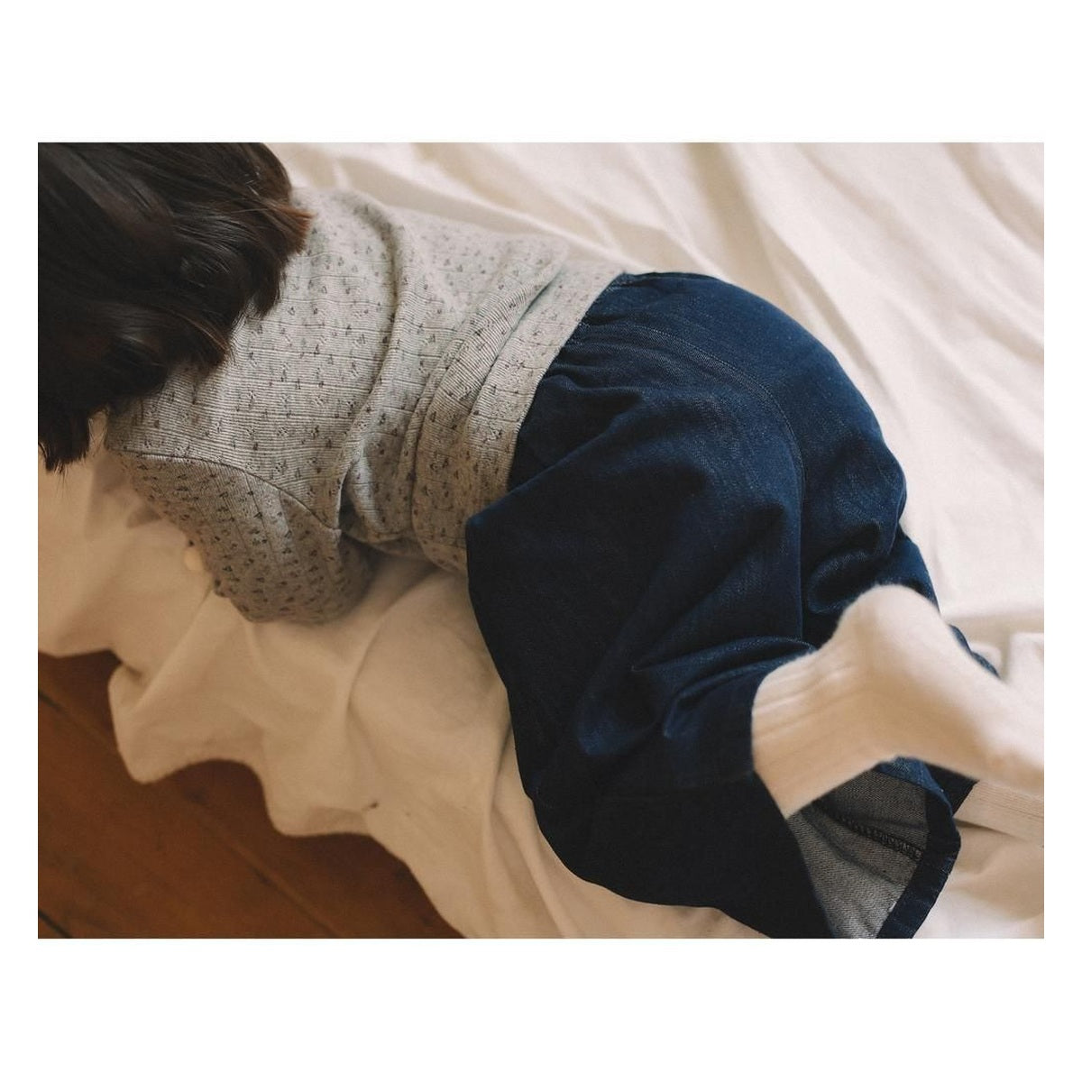 melmel フラワーリブTシャツ