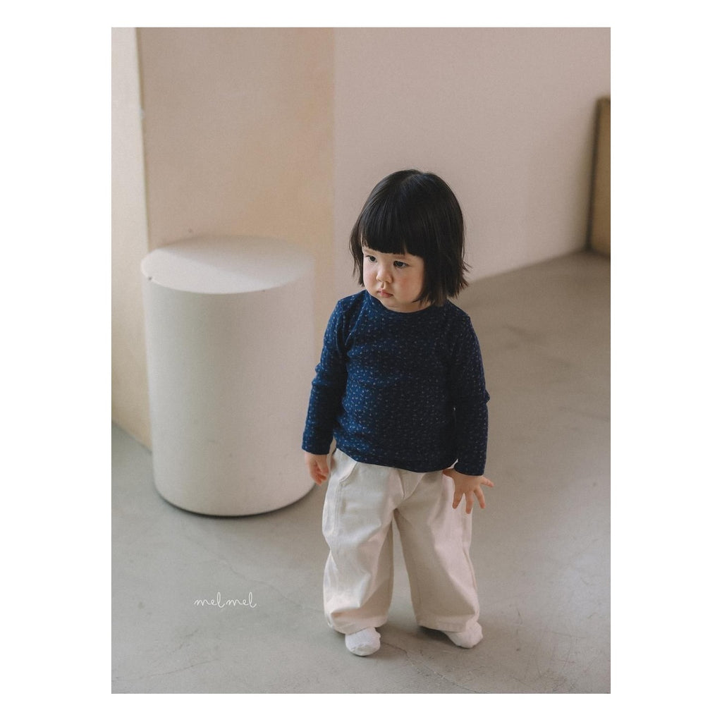 melmel フラワーリブTシャツ
